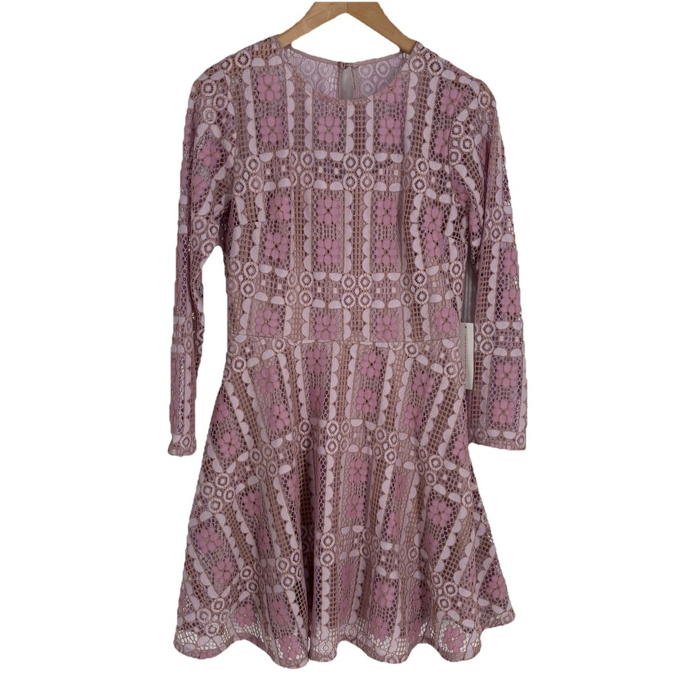 Modcloth Womens Lace Skater Dress 8 Lavender Lined Feminine Kawaii Dainty Twee